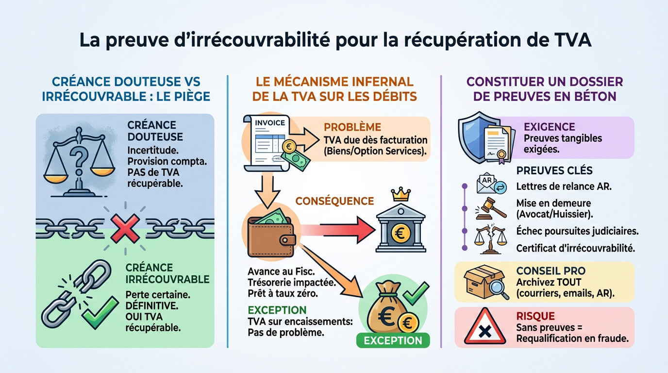 Dossier de preuves pour justifier l'irrécouvrabilité d'une créance et récupérer la TVA