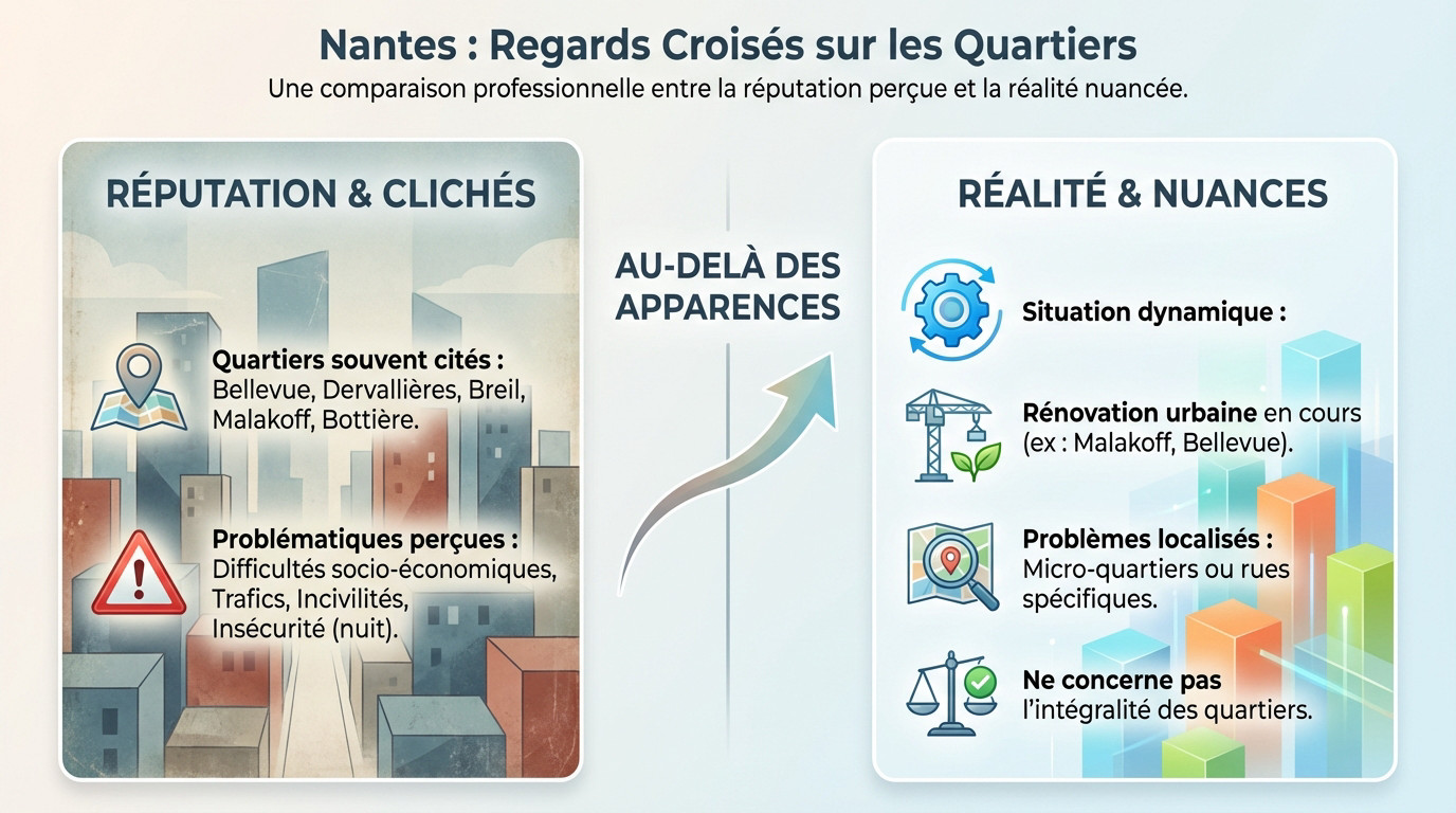 Vue urbaine de Nantes illustrant la diversité des quartiers et les contrastes architecturaux
