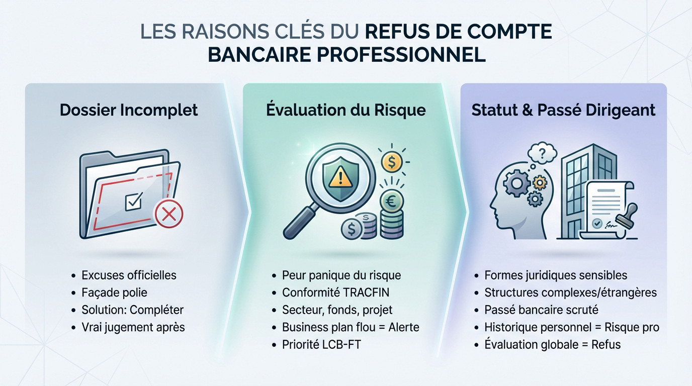 Illustration des motifs de refus d'ouverture de compte bancaire professionnel