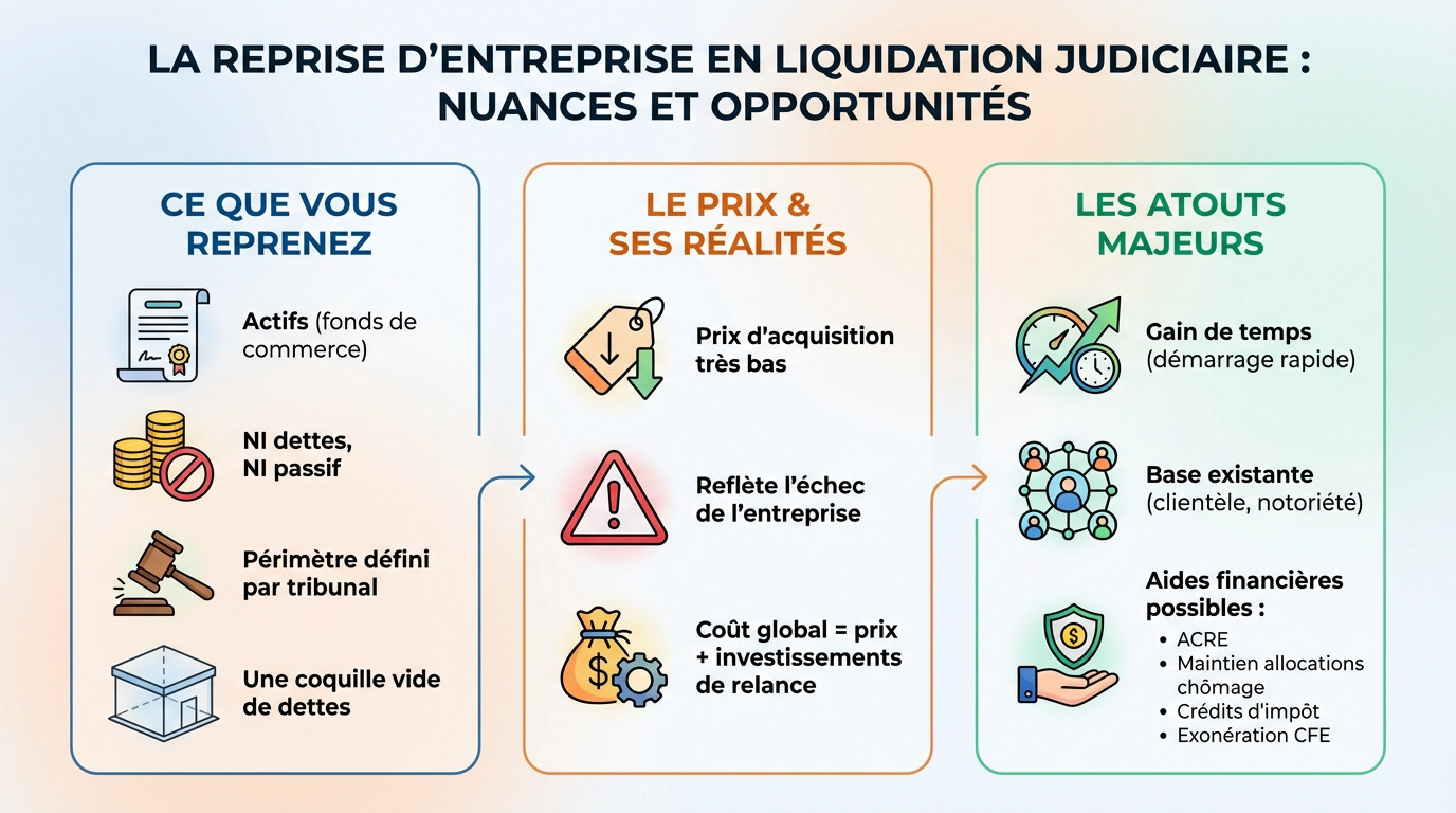 Reprise fonds de commerce liquidation judiciaire : opportunités et risques financiers
